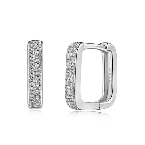 925 silver hoop earrings – square &amp; set with zirconia