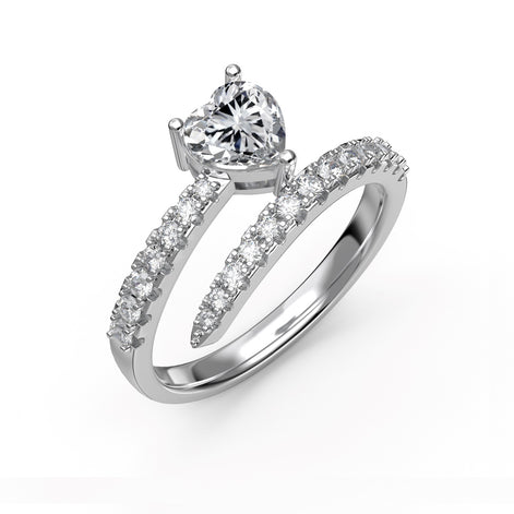 Silver ring 925 with heart zirconia and sparkling accents