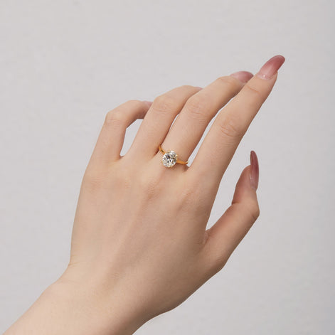 18K gold-plated 925 silver solitaire ring with large zirconia