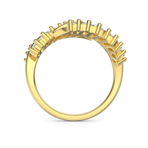 خاتم من أوراق الزركونيا الفاخرة، مطلي بالذهب عيار 18 قيراطًا وقابل للتعديل