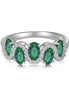 925 silver ring with oval green zirconia stones and sparkling accents