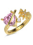 18K gold-plated 925 silver ring with pink heart zirconia and pearl