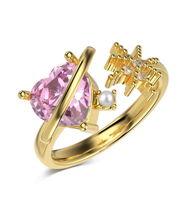 BlushHeart 18K Vermeil Silver Ring with Pearl