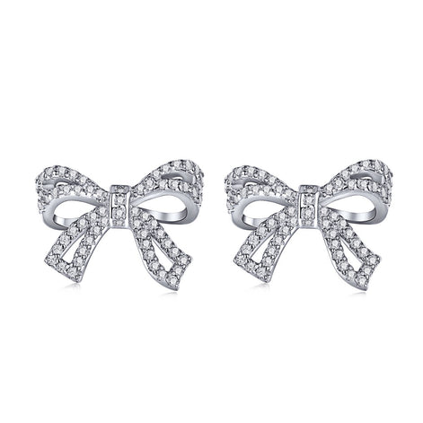 Bow earrings made of 925 silver with zirconia