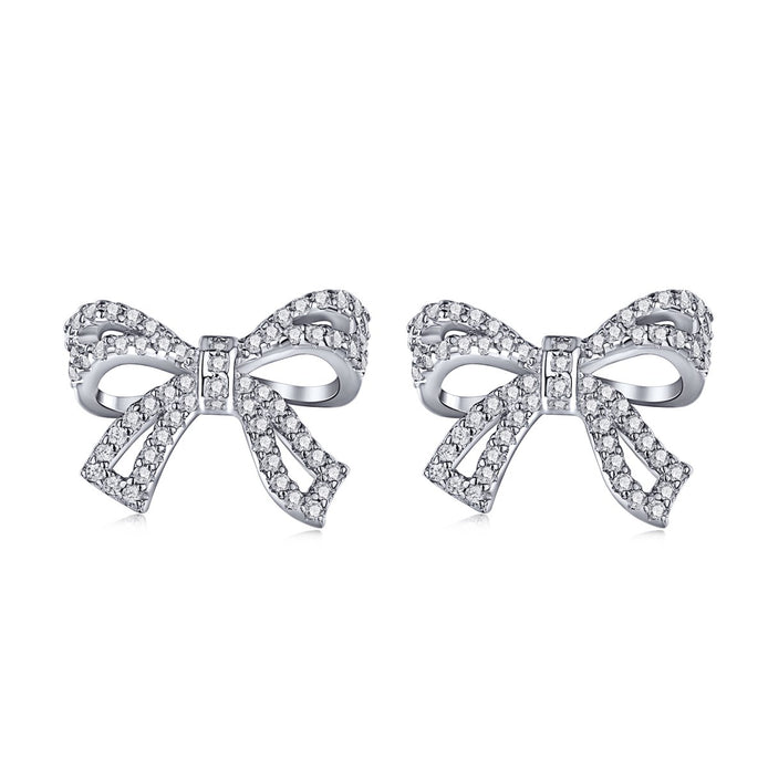 Bow earrings made of 925 silver with zirconia