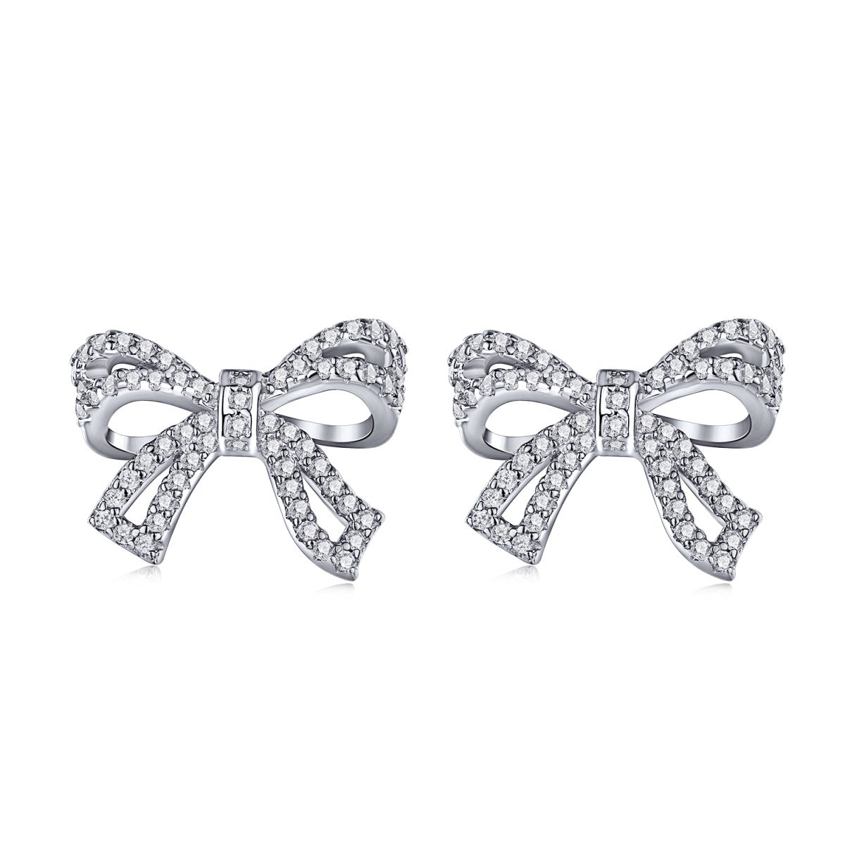Bow earrings made of 925 silver with zirconia