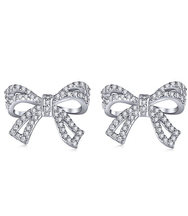 Bow earrings made of 925 silver with zirconia