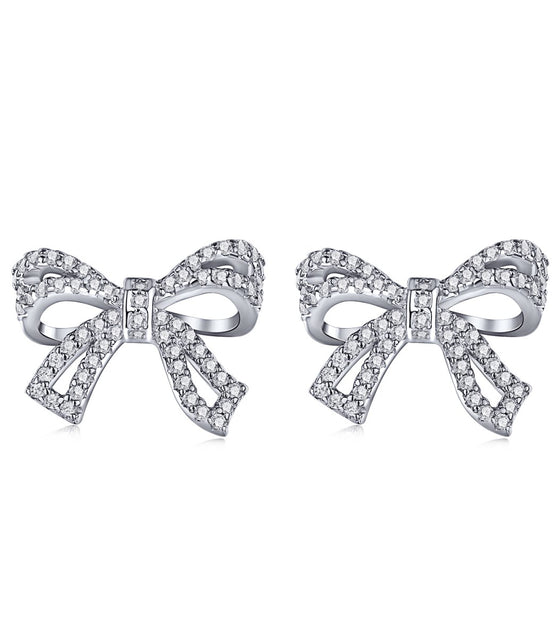Bow earrings made of 925 silver with zirconia