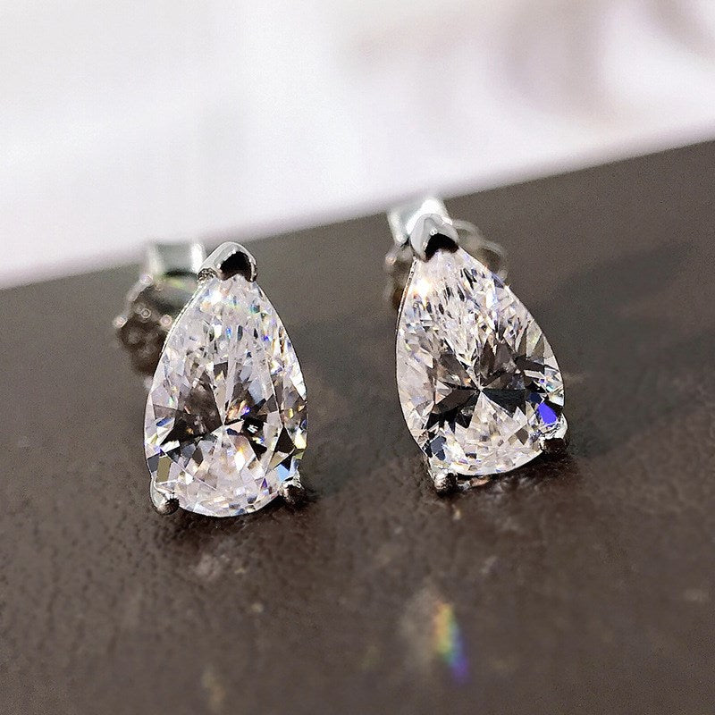925 silver earrings with drop zirconia