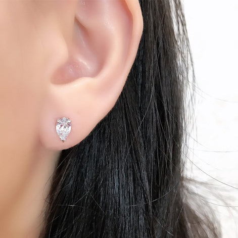 925 silver earrings with drop zirconia
