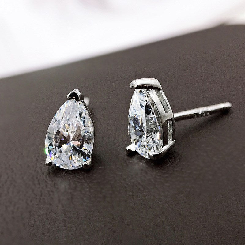 925 silver earrings with drop zirconia