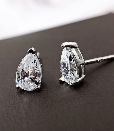 925 silver earrings with drop zirconia