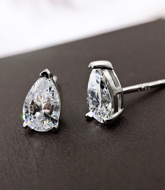 925 silver earrings with drop zirconia