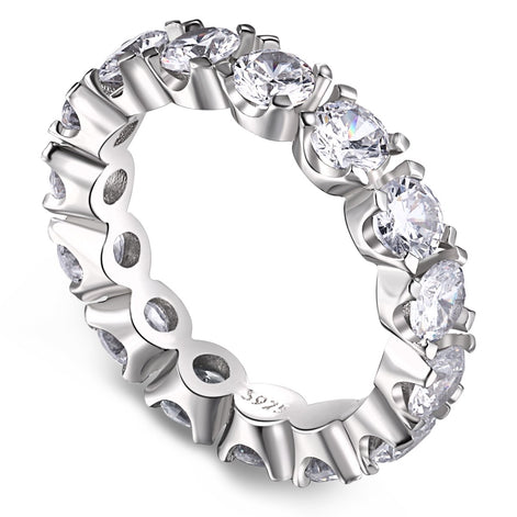 925 Sterling silver ring with all-around set zirconia stones