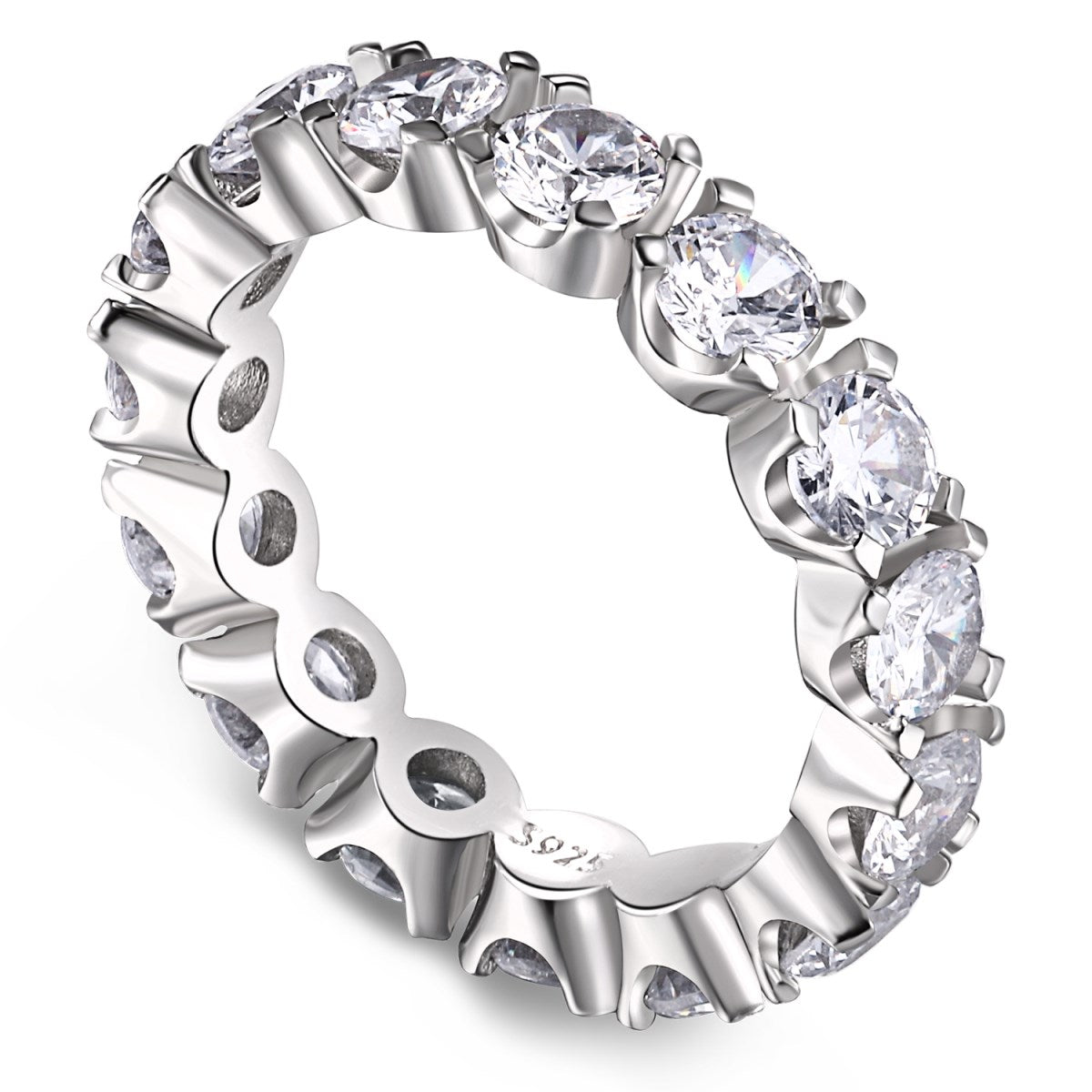 925 Sterling silver ring with all-around set zirconia stones