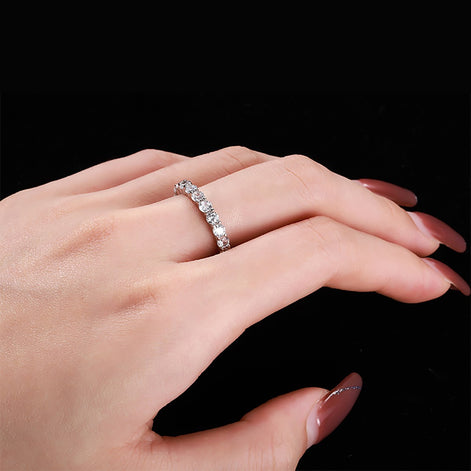 Sterling silver ring set with fine zirconia stones all around