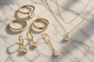 Schmuck auf Marmorboden